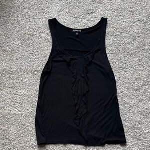 Express Black Ruffle Detail Tank Top